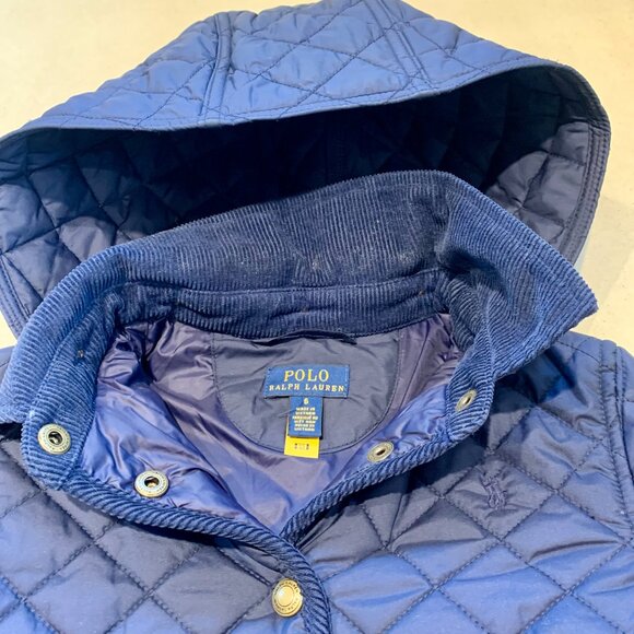 Polo Ralph Lauren Girls Quilted Hooded Jacket – Navy Blue, Size 6 - Picture 5 of 7